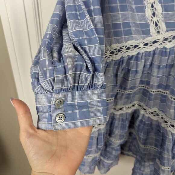 Free-people Women's Blue and White Blouse - Picture 6 of 8